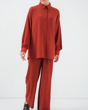 طقم حجاب نسائي محبوك (قطعة علوية وسفلية) 6711 