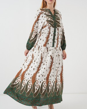 فستان حجاب طويل بنقوش نسائية 2585 