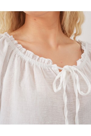 Kadın Yakası Fırfır Detaylı Bluz 959 - Beyaz