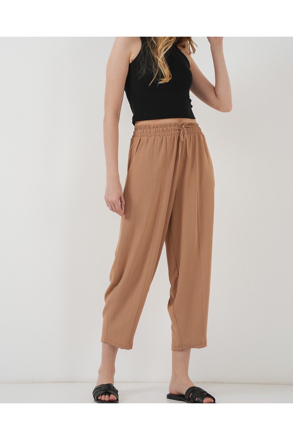 6591 Dokuma Şalvar Pantolon - Camel