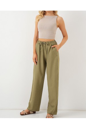 بنطلون كتان واسع الساقين للنساء 6735 