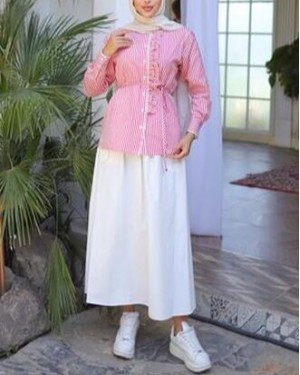 Belden Bağcıklı Fırfır Detalı Gömlek 