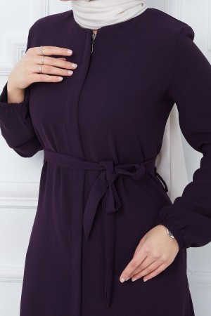 Gizli Patlı Kuşaklı Ferace Mürdüm HM2361