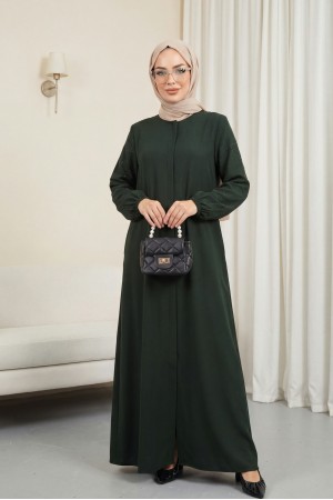 Kolları Taşlı Büyük Beden Ferace Haki HM2801