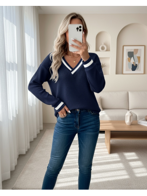 Kadın Uzun Kollu V Yakalı Waffle Bluz