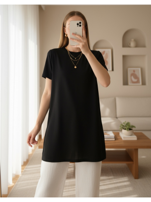 Kadın Basic Uzun T-Shirt -10271TUN