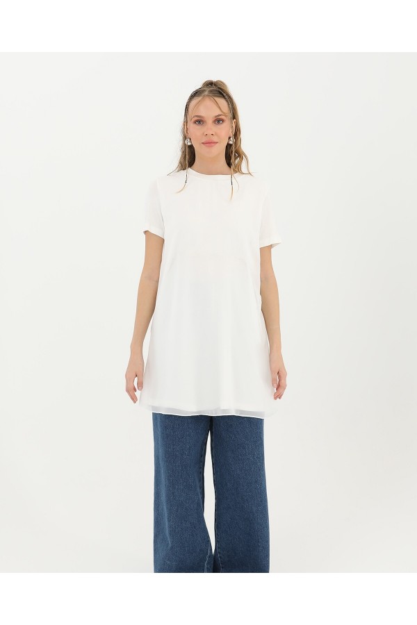 Kadın Basic Uzun T-Shirt -10271TUN