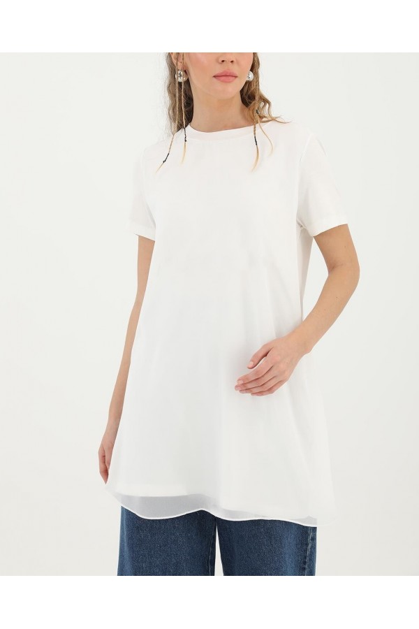 Kadın Basic Uzun T-Shirt -10271TUN