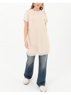 Kadın Basic Uzun T-Shirt -10271TUN