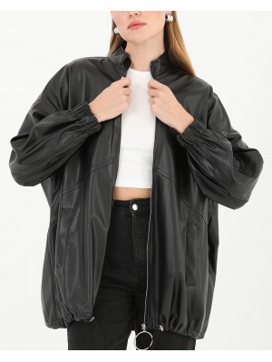 Deri Önden Fermuarlı Mont - 15120MNT