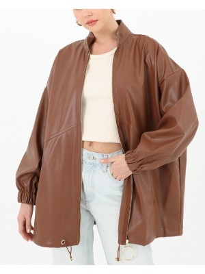 Deri Önden Fermuarlı Mont - 15120MNT