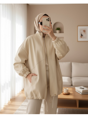 Deri Önden Fermuarlı Mont - 15120MNT