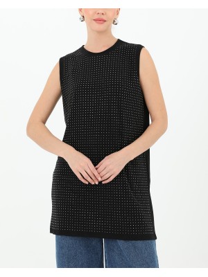 Kadın Sıfır Kol Taşlı Tunik -24S-10525TUN