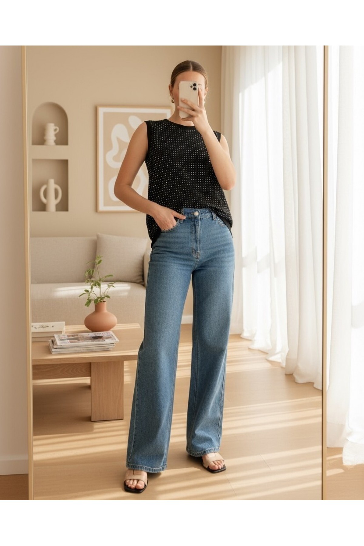 Kadın Sıfır Kol Taşlı Tunik -24S-10525TUN detay görseli
