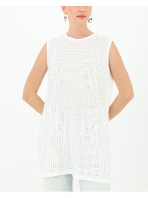 Kadın Sıfır Kol Taşlı Tunik -24S-10525TUN