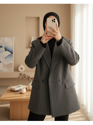 Kadın Çizgili Blazer Ceket  - 31977CKT