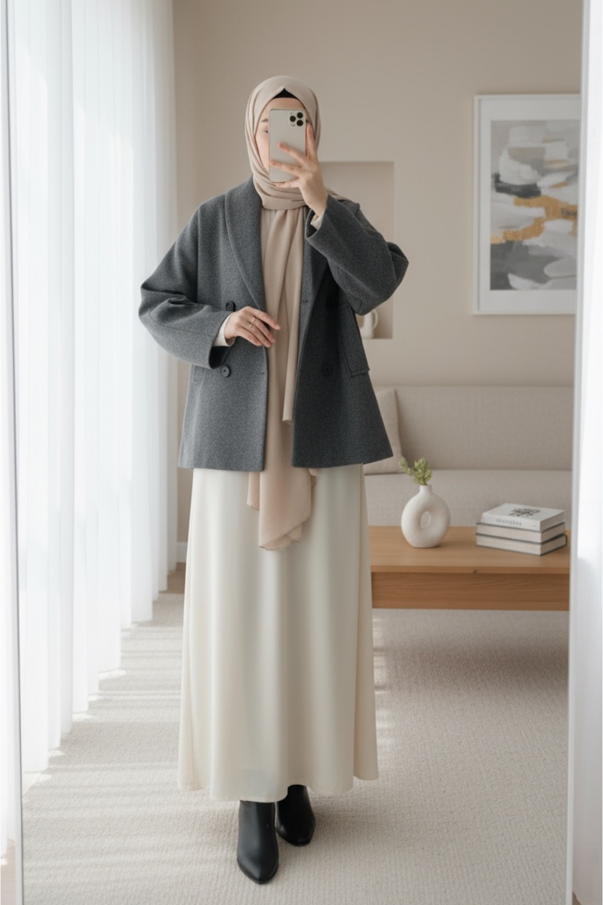 Women's Double-Breasted Buttoned Oversize Cashmere Coat  
