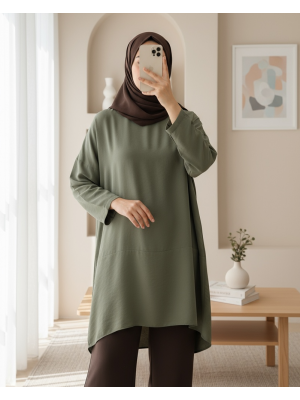 Kadın Arkası Çapraz Yırtmaçlı Tunik - 10675TUN