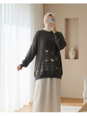 Kadın Yırtıklı Triko Tunik  - 32034TUN
