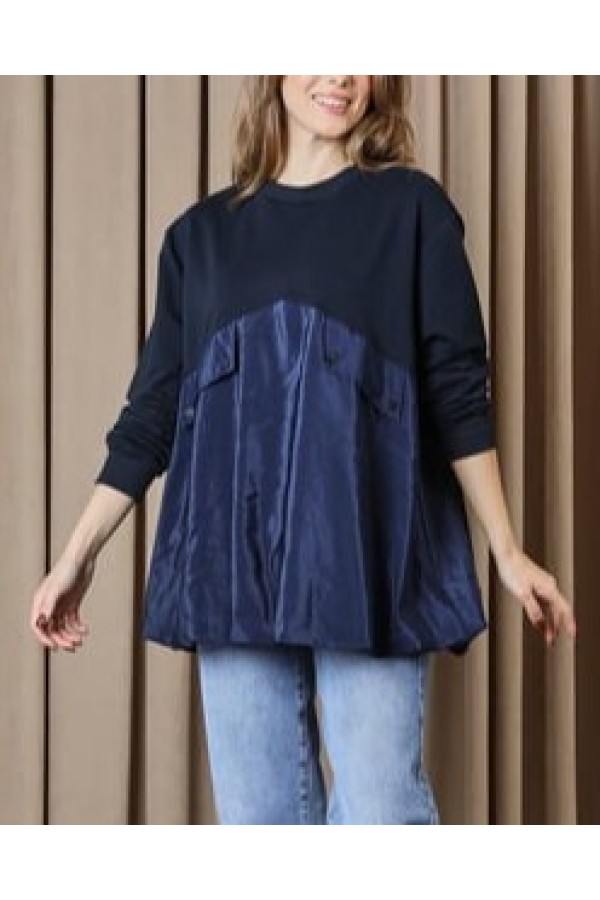 Kadın Cep Kapağı Detaylı Oversize Tunik - 20714TUN