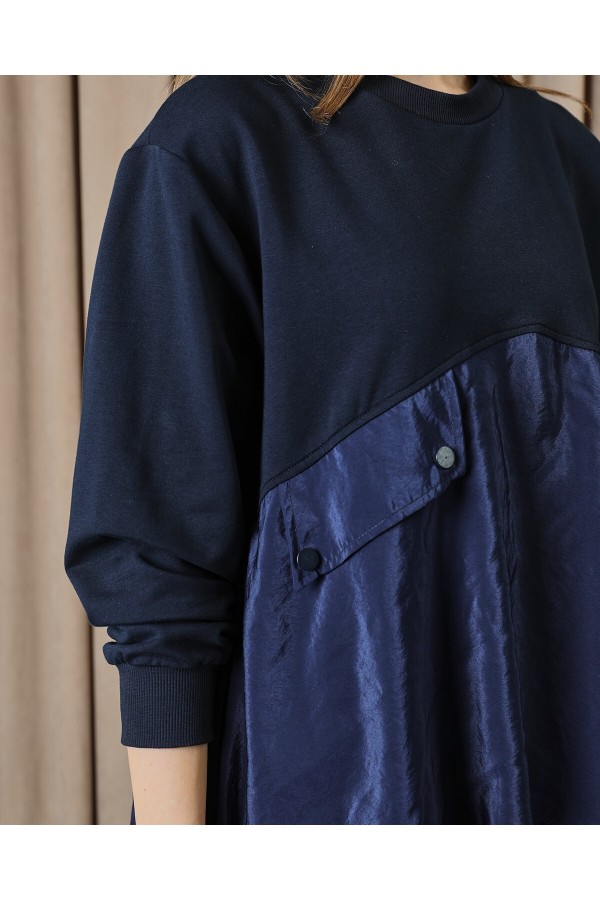 Kadın Cep Kapağı Detaylı Oversize Tunik - 20714TUN