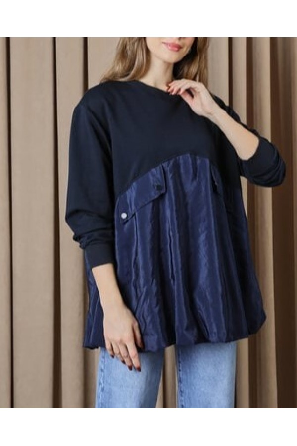 Kadın Cep Kapağı Detaylı Oversize Tunik - 20714TUN