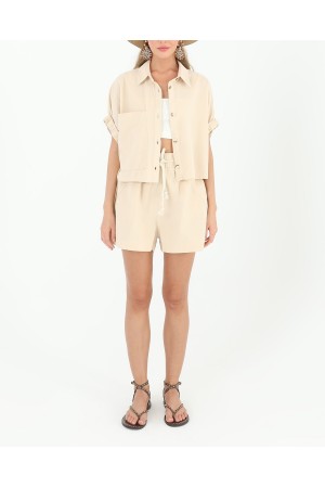 Kadın Bel Lastikli Şort  - 31846SHT