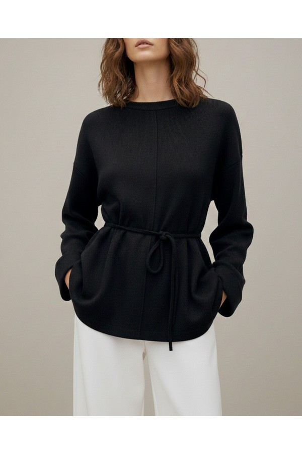 Kadın Kuşaklı Minimal Örme Tunik – 20725TBLZ