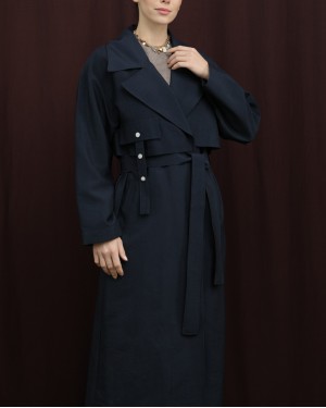 Kadın Cep Kapağı Detaylı Kuşaklı Trençkot - 15228TRC