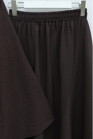 One-Button Belted Skirt Cupra Suit -Brown