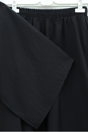 Cape Detail, Belted Skirt Cupra Suit -Black