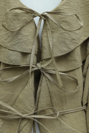 Wide-Neck, Tie-Sleeve, Elasticated Sleeve, Skirted Cupra Suit -Mink color