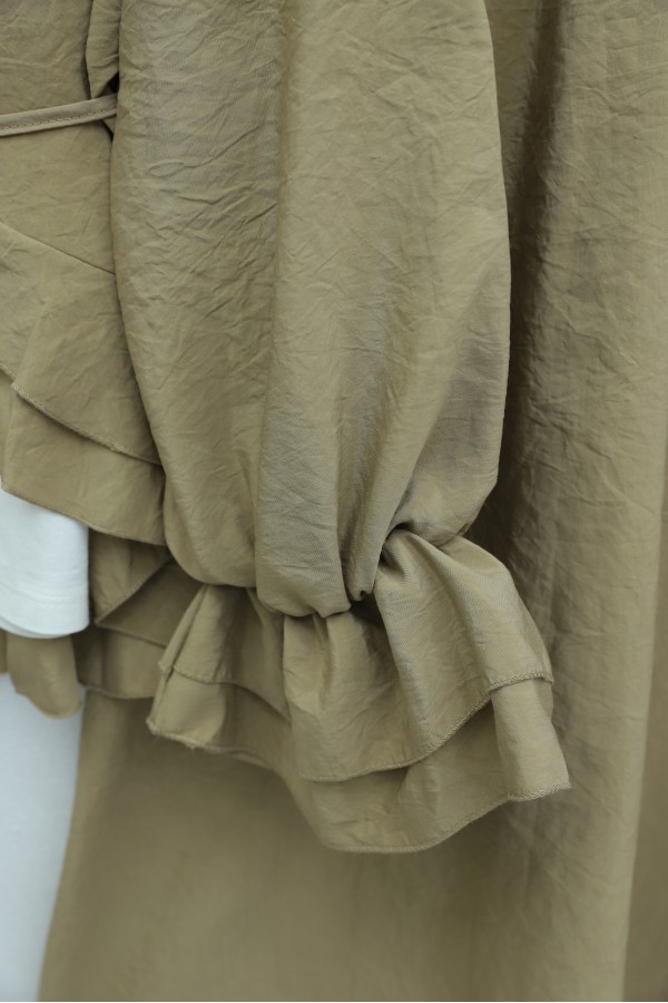 Wide-Neck, Tie-Sleeve, Elasticated Sleeve, Skirted Cupra Suit -Mink color
