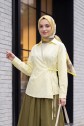 Side-Tie Poplin Shirt with Stone Detail and Wrap Collar -Light yellow
