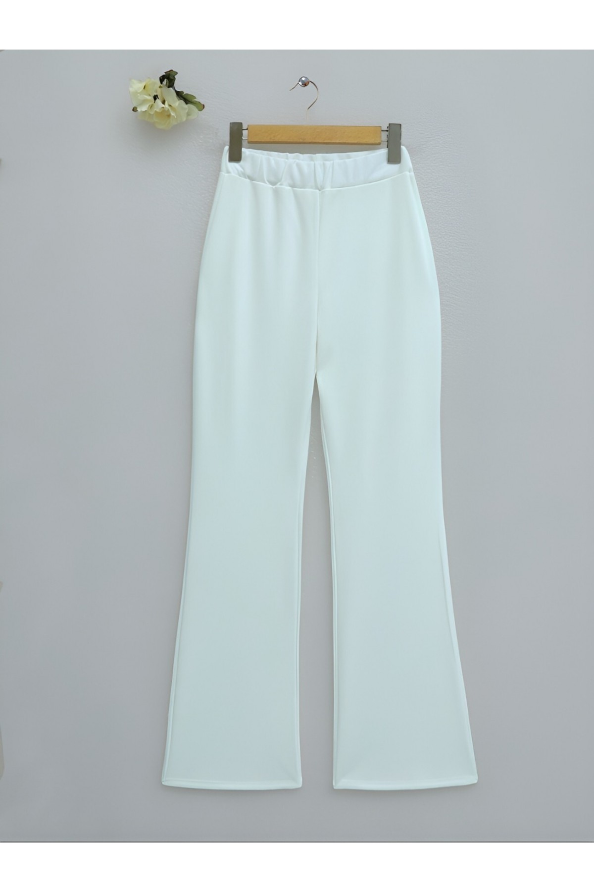 Imported Fabric Flared Trousers -White