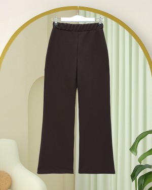 İthal Kumaş İspanyol Paça Pantolon -Kahve