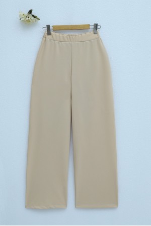 İthal Kumaş Bol Paça Pantolon -Somon