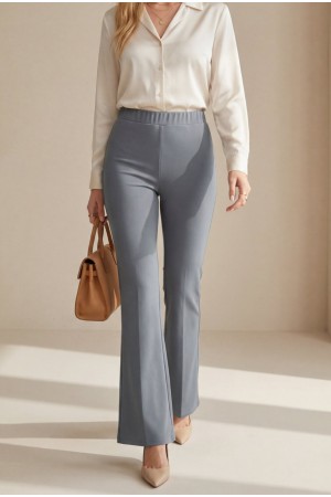 İthal Kumaş İspanyol Paça Pantolon  -Gri