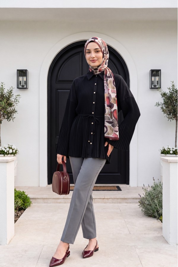 Zra Pleated Carrot Trousers -Grey