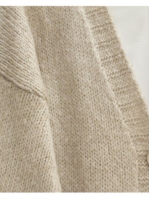 Buttoned Front Knitted Cardigan -Light Mink