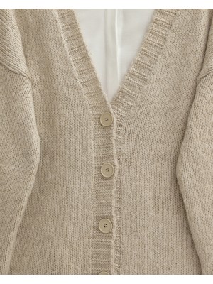 Buttoned Front Knitted Cardigan -Light Mink