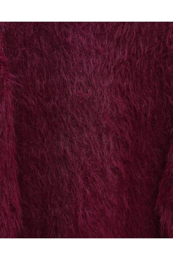 Yuvarlak Yaka Sakallı Triko Kazak -Bordo