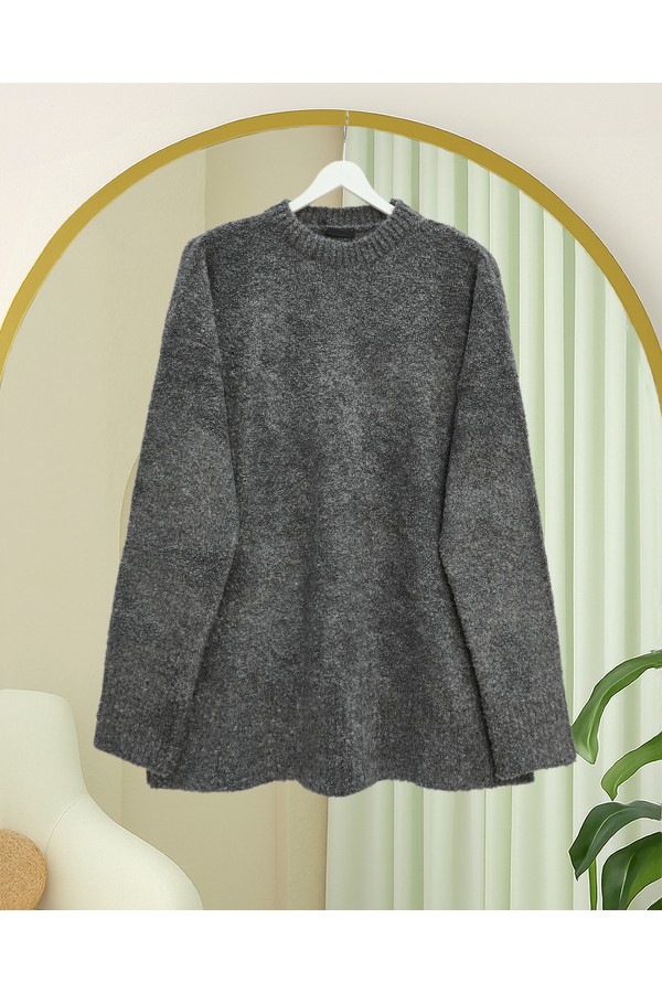 Stone-Buttoned Branch Patterned Knitwear Cardigan -Smoked 
