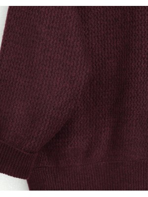 Eteği Dantel Detaylı Triko Kazak -Bordo