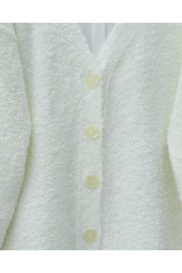 Buttoned Casual Knit Cardigan -White