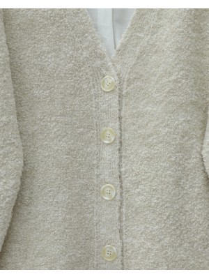 Düğmeli Salaş Triko Hırka -Taş