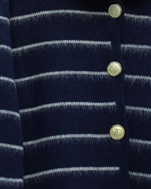 Buttoned Shirt Detailed Knit Cardigan -Navy blue