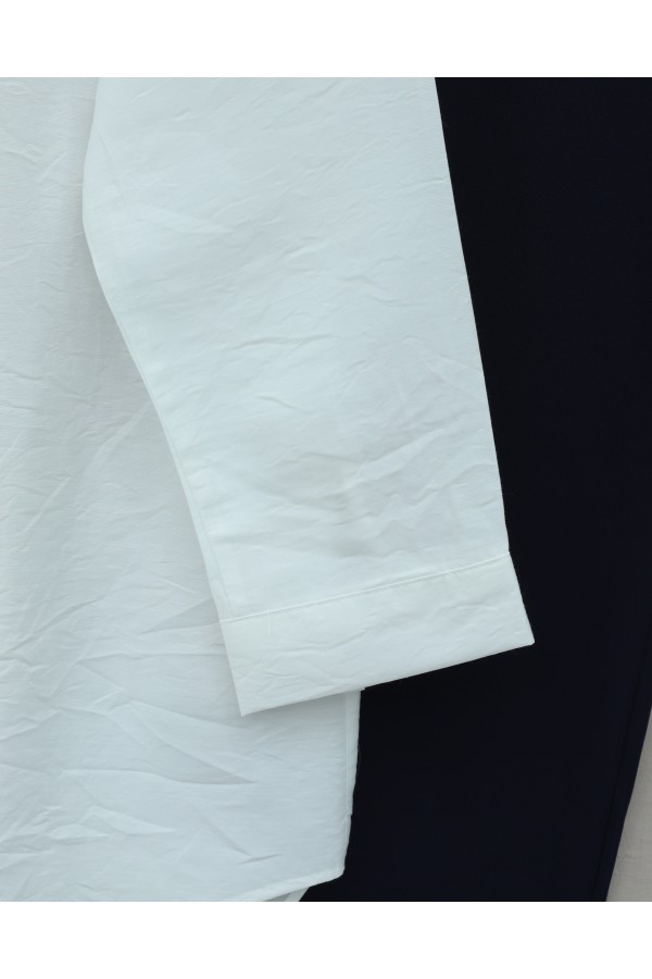 Long Back Buttoned Modal Shirt -White