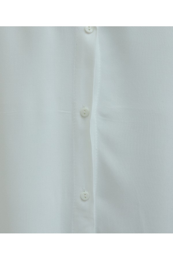 Buttoned Loose Fit Viscose Shirt -White