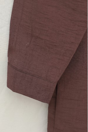 قميص بأزرار أمامية بقصة بيضاوية -بنى